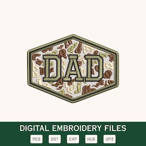 Dad Hunting Patch Embroidery Design, Father Deer Antler Machine Embroidery File, Outdoor Camo Digital Download, Father’s Day Stitch File