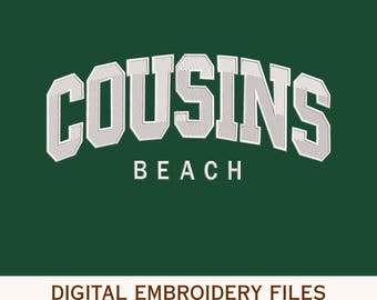 Cousins Beach Embroidery Design, Varsity Letter Embroidery Pattern, College Style Machine Embroidery File, Instant Download Digital Design