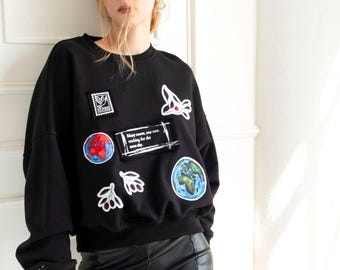 Zodiac Patchwork Hoodie | Celestial Astrology Sweatshirt, 100% Cotton French Terry (Pre Order)