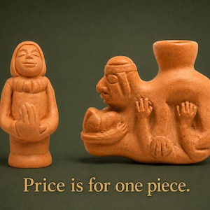 Vintage Peruvian Huaco Replica Miniature, Pre Columbian Pottery Figurine, Andean Clay Sculpture, Moche Folk Art Decor