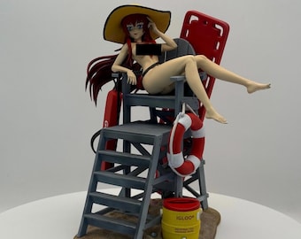 Figura de Rias Gremory / Estatua de anime de High School DxD / Modelo de resina en traje de baño de playa 18+