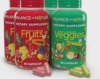 Balance of Nature Fruits & Veggies Supplements - Whole Fruit and Vegetable Ingredients for Women, Men, and Kids  4 packs 360 counts