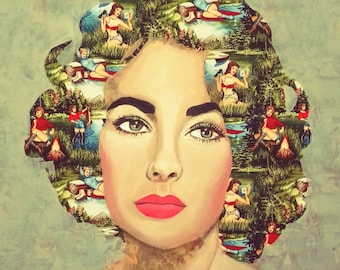 Elizabeth Taylor Brunette en Blondes Outdoors 38X38