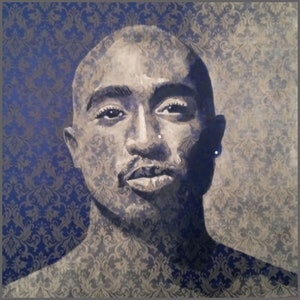 Tupac Shakur 2pac Black & Gold Satin 37X37