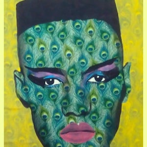Grace Jones on Peacock Feathers 31X44
