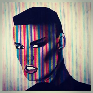 Rainbow Striped Grace Jones 35X35