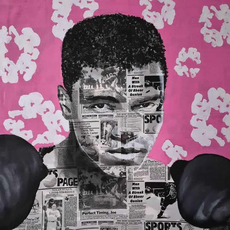 Muhammad Ali vs. Lágrimas de Denim y Flores 42X42 imagen 1