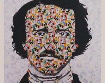 Edgar Allan Poe su Mickey mouse fumetto striscia tessuto 36X45