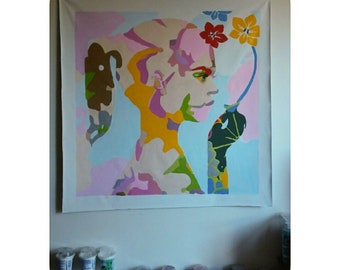 Ragazza con il fiore 36x36