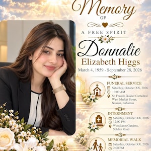 Funeral Program Template Canva, Editable Memorial Service Program, Christian Funeral Program, Celebration of Life, Printable Template