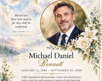 Funeral Program Template Canva | Editable Memorial Program | Celebration of Life Service | Christian Funeral Program | Memorial Keepsake