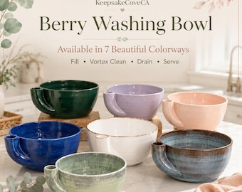 Vortex Berry Bowl | Ceramic-Style, Colander, Self-Spinning Fruit Washer