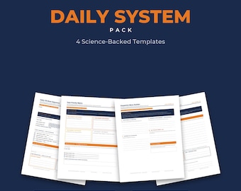 Agenda quotidien pour TDAH | Séquence de démarrage, matrice des priorités, menu de dopamine | Outils PDF imprimables pour la routine et la productivité