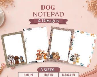 Cute Dogs Printable  Notepads Bundle 4 Designs Dog Printable Stationery Pack    Lazy Dog  Lovers Notes Template Medical Memo Pad PDF PNG