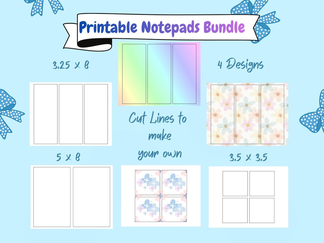 Canva Cut Lines Notepad Printable | Canva Template Notepads | 4 Designs ...