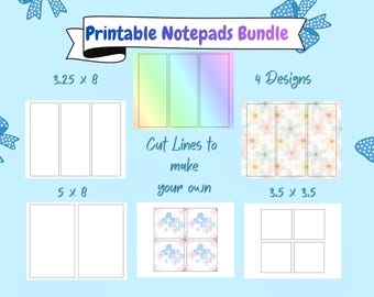 Canva Cut Lines Notepad Printable | Canva Template Notizblöcke | 4 Designs DIY druckbare Notizblock | PNG & PDF Digitaler Download