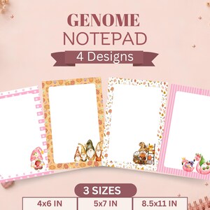 Gnome Notepad Bundle | Cute Gnomes Stationery Set | Fall Cottagecore Writing Memo Pad Paper | Instant Download PDF PNG Digital Printables