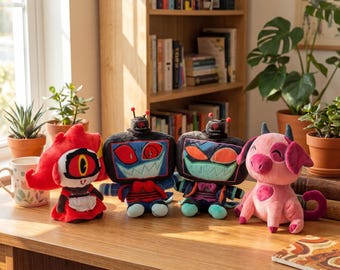 Set de regalo para fans: 11 muñecos de peluche hechos a mano inspirados en Hazbin Hotel.
