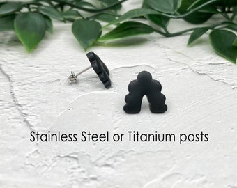 Black Arch Earrings Stud, Minimalist U Shape Arch, Everyday Matte Earrings, Statement Studs, Modern Jewelry, Gift for Her, Titanium Earrings