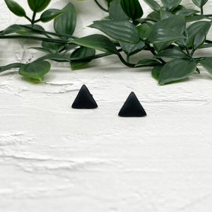 Black Triangle Stud Earrings, Matte Triangle Post Earring, Geometric Jewelry, Mens Stud Earring, Earring for Women, Stainless Steel Titanium image 3