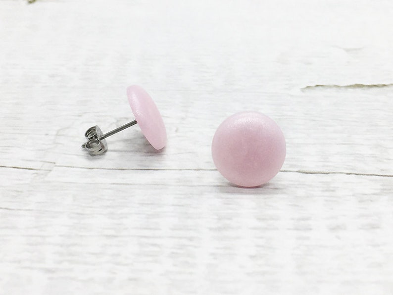 Hypoallergenic Rose Quartz Stud Earrings Little Girl Earrings Mother and Daughter Earring Girl Mom Gift Dainty Earrings Cute Pink Stud