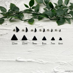 Black Triangle Stud Earrings, Matte Triangle Post Earring, Geometric Jewelry, Mens Stud Earring, Earring for Women, Stainless Steel Titanium image 2