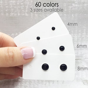 Zwarte oorbellen, kleine ronde zwarte oorbellen, stippenoorstekers, cadeau voor haar, roestvrij staal, 60 kleuren beschikbaar, 4 mm, 6 mm, 8 mm palen