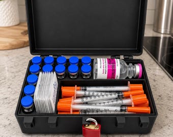 PepLock13+: Lockable 3ml Peptide Vial Organizer Case, 13+ Vial Storage for Peptides and Supplies (Lock Included)