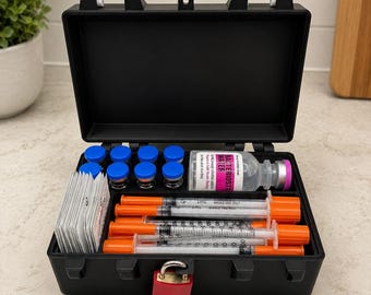 PepLock8+: afsluitbare opbergdoos voor peptideflacon van 3 ml (inclusief slot)