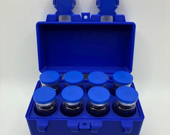 Estuche de almacenamiento con cierre para viales de péptidos/TRT de 10 ml y 8 ranuras (candado incluido).