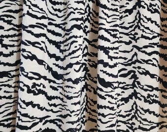 Black White Tiger Print Velvet Fabric, Bold Animal Print Textile (By the Yard)