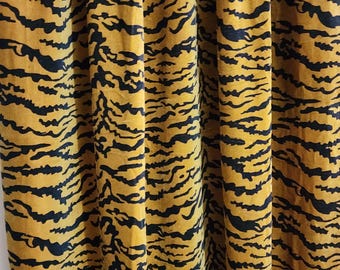 Mustard Tiger Print Velvet Fabric, Soft Animal Print Textile, Upholstery Sewing Material