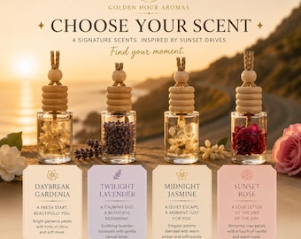 Signature Floral Car Diffuser | 8ml Cylinder Hanging Air Freshener (Choose Any 2 Scents)