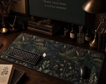 Poison Garden Desk Mat, Gothic Botanical Mouse Pad, Dark Academia Desk Pad, Witchy Cottagecore Office Decor, Floral Dark Botanical Mat