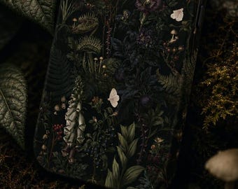 Gothic Phone Case, Dark Botanical Floral Cover for iPhone & Samsung, Dark Academia Magnetic Tough Case, Witchy Cottagecore Nature Gift