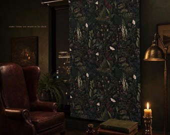 Blackout Curtains, Gothic Curtain Panel, Dark Botanical Poison Garden Victorian Floral, Cottagecore Witchy Home Decor, Dark Academia 1 Panel