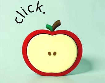 Apple Core Fidget Clicker, 3D Printed Kawaii Fruit Sensory Desk Toy