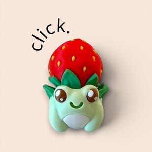 Erdbeer Frosch Fidget Clicker Schlüsselanhänger, 3D Gedruckter Kawaii Sensorischer Taschenanhänger