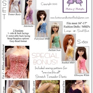 PDF Crocheted Corset Camisole Pattern for 16 inch Fashion Dolls and MSD BJD