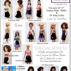 PDF French Flirt Crochet Pattern for 16 inch Fashion dolls, Kitty Collier, and MSD BJD