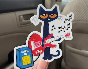 Pete the Cat Playing Guitar Childhood Memories Kiss-cut Sticker Stickers Accessories and Gifts for girlfriend Logo vinyl Decal