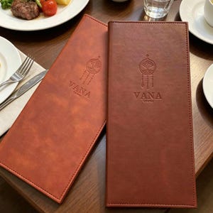 Custom Logo Embossed Leather Menu Cover, Restaurant Hotel Menu Holder with Protective case