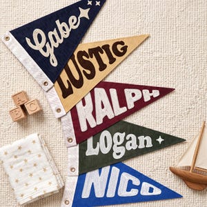 Personalized Name Pennant Flag, Custom Embroidered Boy Girl Room Decor, Nursery Name Sign, Name Banner Birthday Gift For Baby,back to school