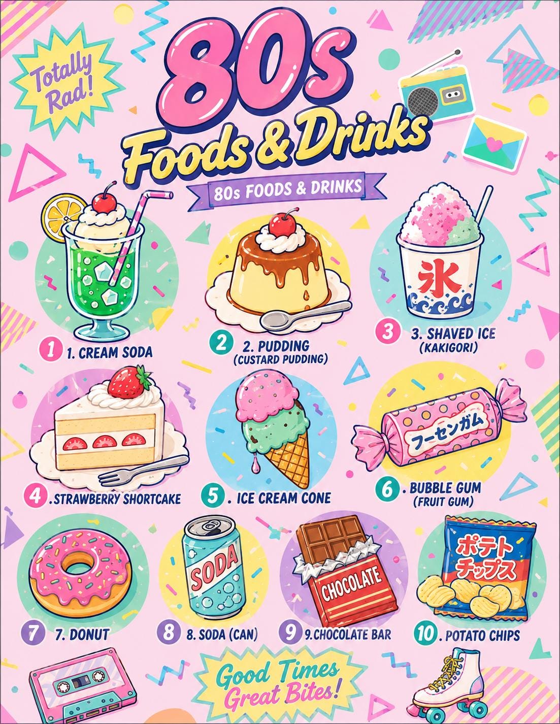 80s Foods & Drinks Coloring Page Bundle - Etsy