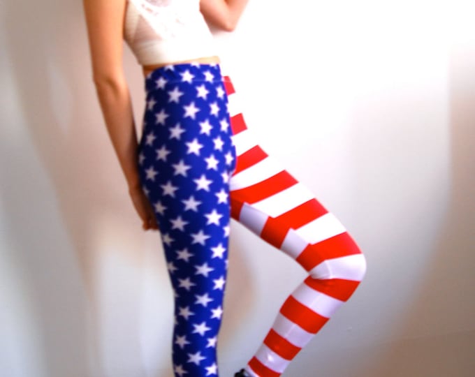 Women Leggings American Flag Stars and Stripes Leggings Etsy