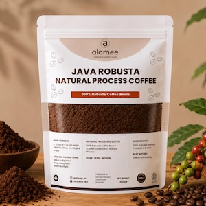 Java Robusta Natural Process Ground Coffee Specialty Roast Beans Coffea canephora