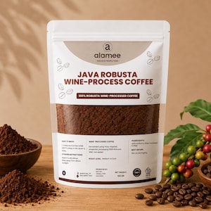Weinbereitung, gemahlener Java Robusta Spezialitätenkaffee aus Indonesien