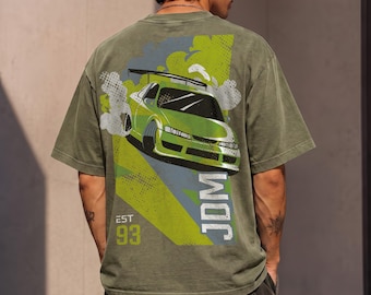 Comfort Colors® JDM Drift Car T-Shirt, Retro-Rennshirt (Jahrgang 1993), japanische Import-Grafikbekleidung, Geschenk für Autoliebhaber