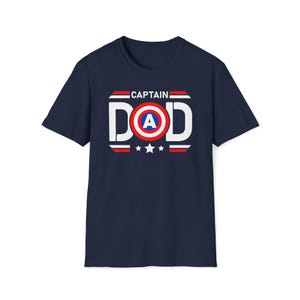 Captain Dad T-Shirt | Captain America Inspired Shield Father Tee Navy
