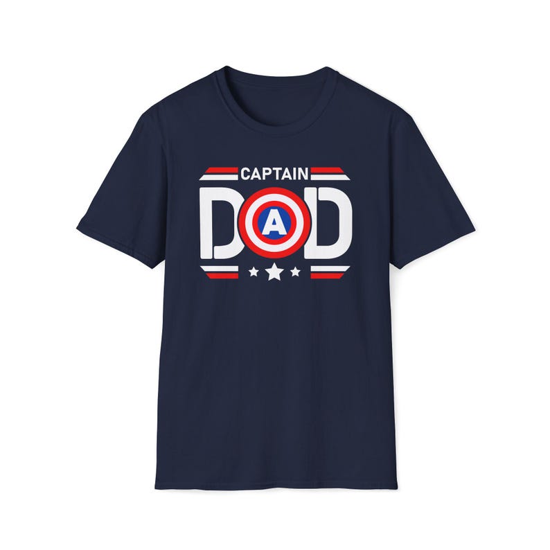 Captain Dad T-Shirt | Captain America Inspired Shield Father Tee Navy